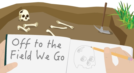 Anthropology fieldwork sketching illustration